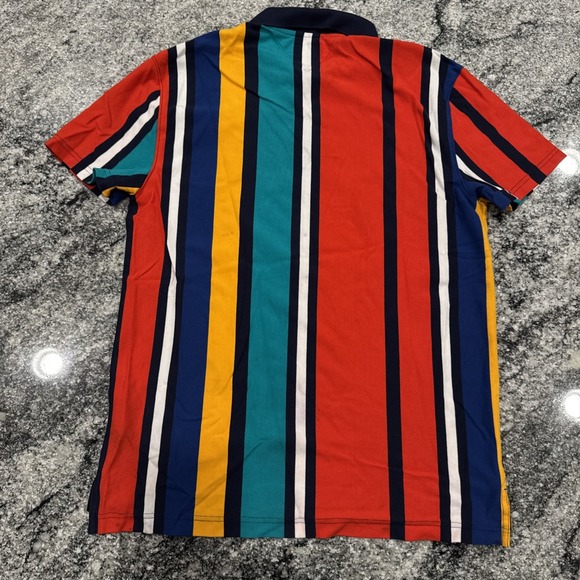 Y2K Tommy Jeans Polo Shirt Men's L Multicolor Vertical Stripe 90s Vintage Cotton - Picture 14 of 16